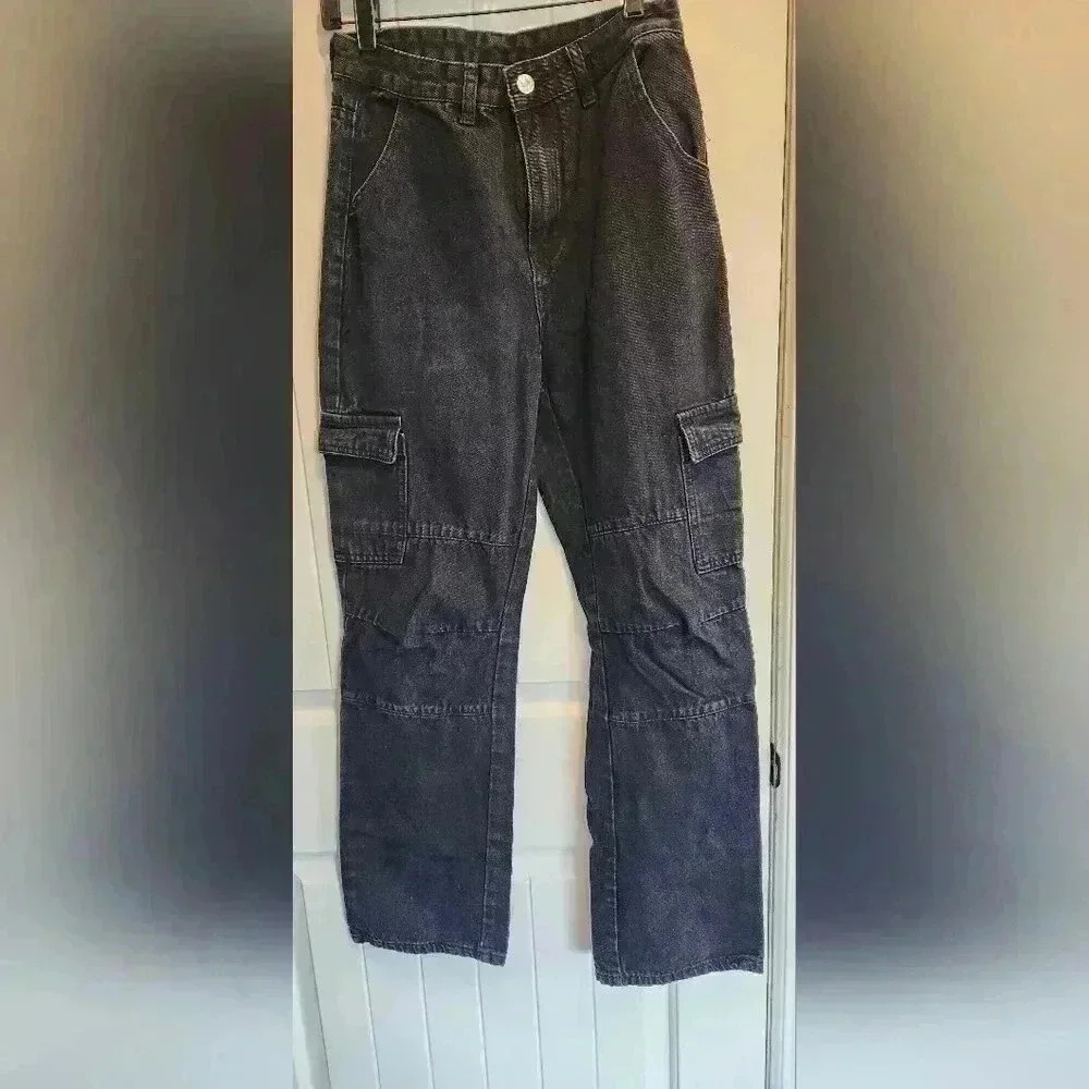 Shein black wide leg cargo jeans